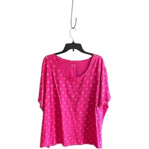 Catherines fuchsia silver sailboat design cotton short sleeved T-shirt Size 3X